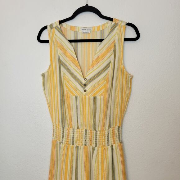 PRANA California Dreaming Maxi Dress In Golden Hour Stripe Pockets Cotton Sz XS - Picture 3 of 12